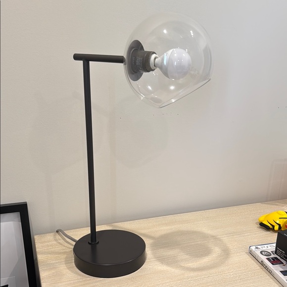 Modern Black Table Lamp with Clear Glass Shade